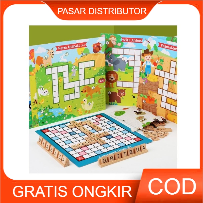 Mainan Anak CHILDRENS CROSSWORD GAME Mainan Edukasi Anak Puzzle Kayu