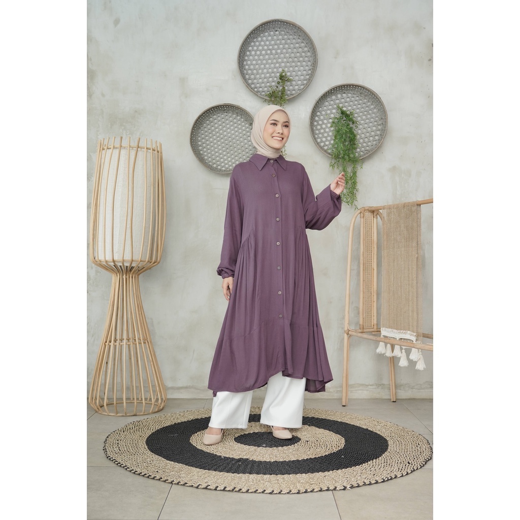 TUNIK KIRANA - LONG TUNIK WANITA MUSLIM POLOS CRINGKLE by Raline Mode