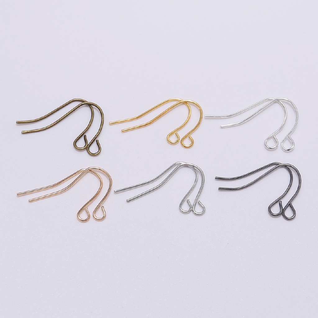 100pcs / Lot Kait Anting Warna Silver Gold Bronze Ukuran 21x12mm Untuk Membuat Perhiasan