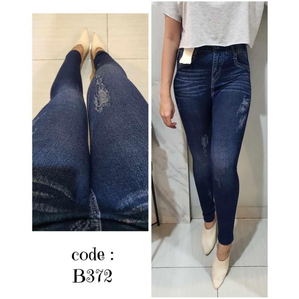 [COD] LEGGING Import Dewasa motif JEANS PANJANG B372#