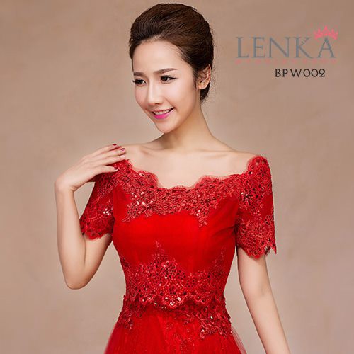 [TOKO TERPERCAYA] AKSESORIS BOLERO WEDDING PENGANTIN WANITA RENDA MERAH BPW002