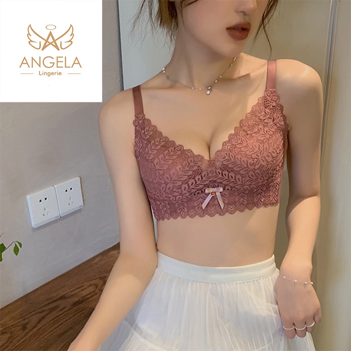 ANGELA PREMIUM JAPAN Bra BH Push Up Set Tanpa Kawat Celana Dalam Wanita Bikini Sport Beha Lingerie Korea Fashion Bralette Remaja Perempuan Sexy Pakaian Dalam COD Renang Motif Cewek Pita Bunga Murah Maria Jumbo