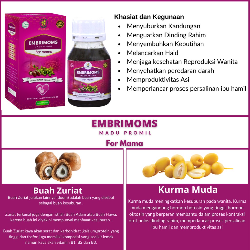 Embrimoms Madu Promil Program Hamil untuk penyubur kandungan 350gram