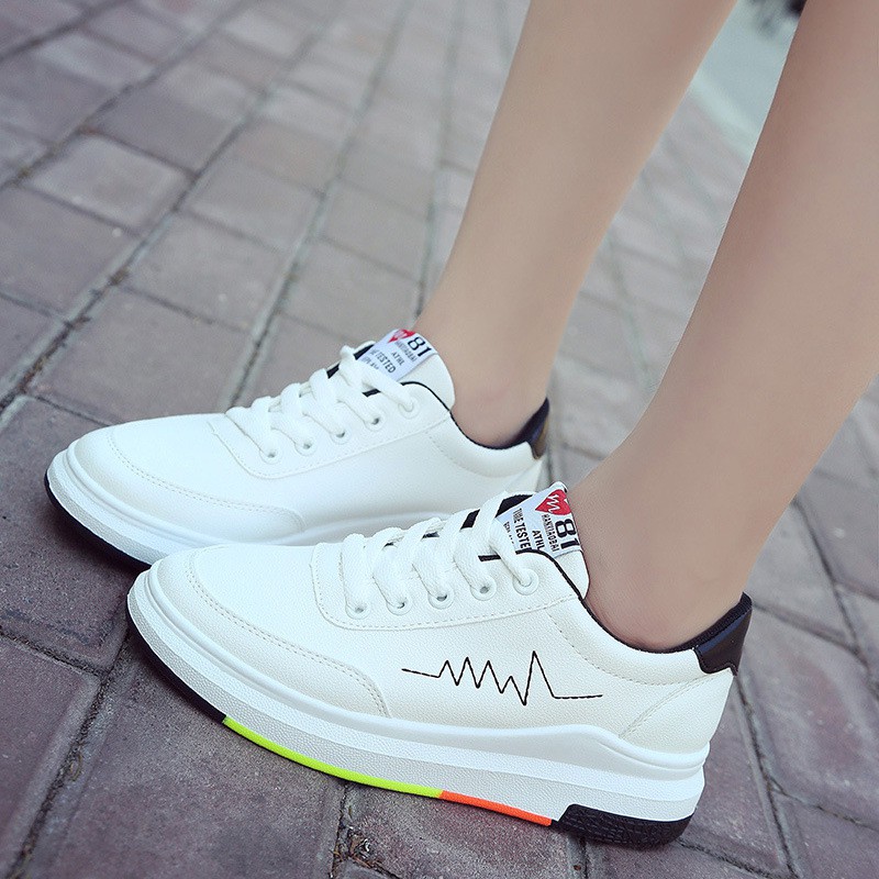 Sepatu Olahraga Putih Import Wanita Sneakers Cewek bertapak rainbow Sepatu Tali Perempuan SP-057