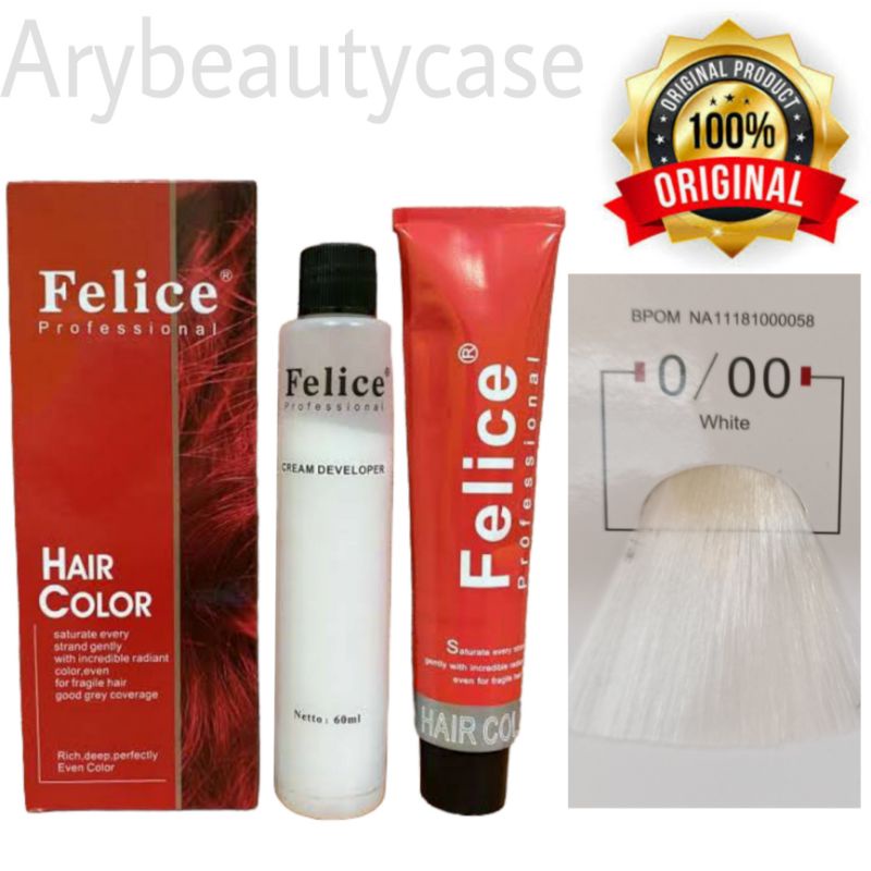 Felice Hair color 0.00 white Cat rambut + oxidant pewarna rambut 0/00 bleaching