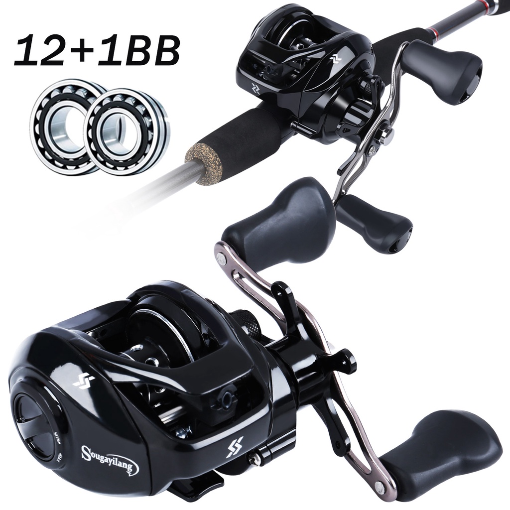 Casting Fishing Reel Max Drag 14LB Full Metal Spool Reel 12 + 1 Ball Bearings 7.2: 1 Rasio Gigi Kanan Kiri Menangani Air Asin Air Tawar Memancing Gulungan Gear Tackle Luar Ruangan