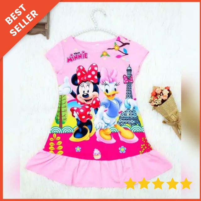 DASTER SANTAI ANAK Dress anak import printing aloha kai 2-8 tahun / dress aloha kai minnie daisy