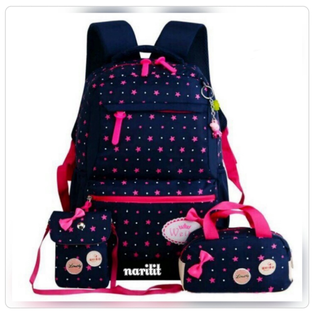 Tas  Ransel Anak Murah Berkualitas TK PAUD SD Motif Bintang Tabur Trendy