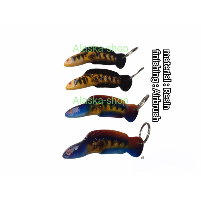 Gantungan kunci patung replika ikan gabus hias chana