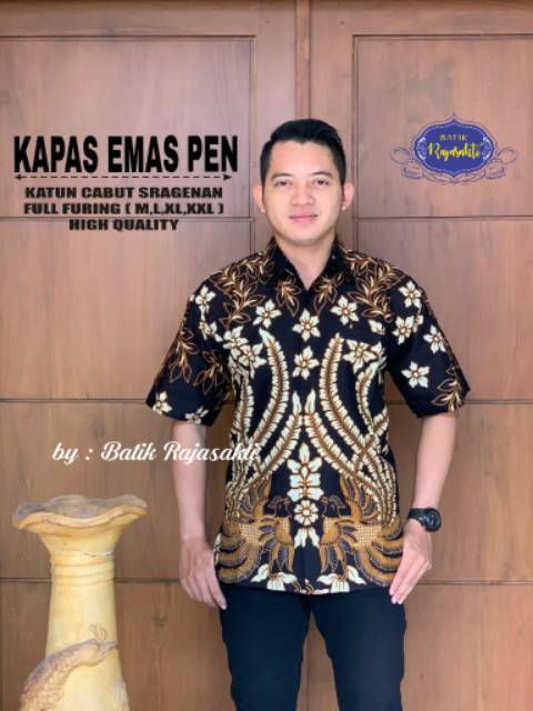 Batik Solo KAPAS EMAS Kemeja Pria Katun Halus Sragenan Full Furing