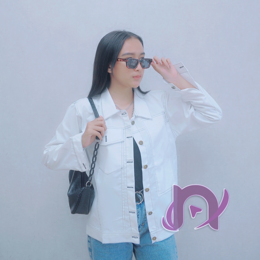 ELIZA MONOCHROME JACKET WANITA BAHAN BABY KANVAS MEIRA LUCY OUTER