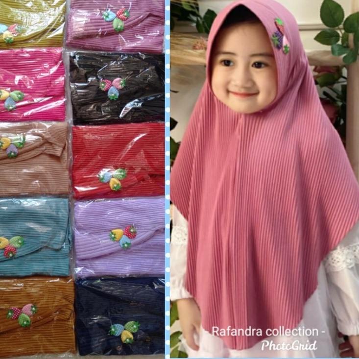 HIJAB JILBAB ANAK PLISKET INSTAN STRAWBERRY [WAR.02Jl22ᴸ]