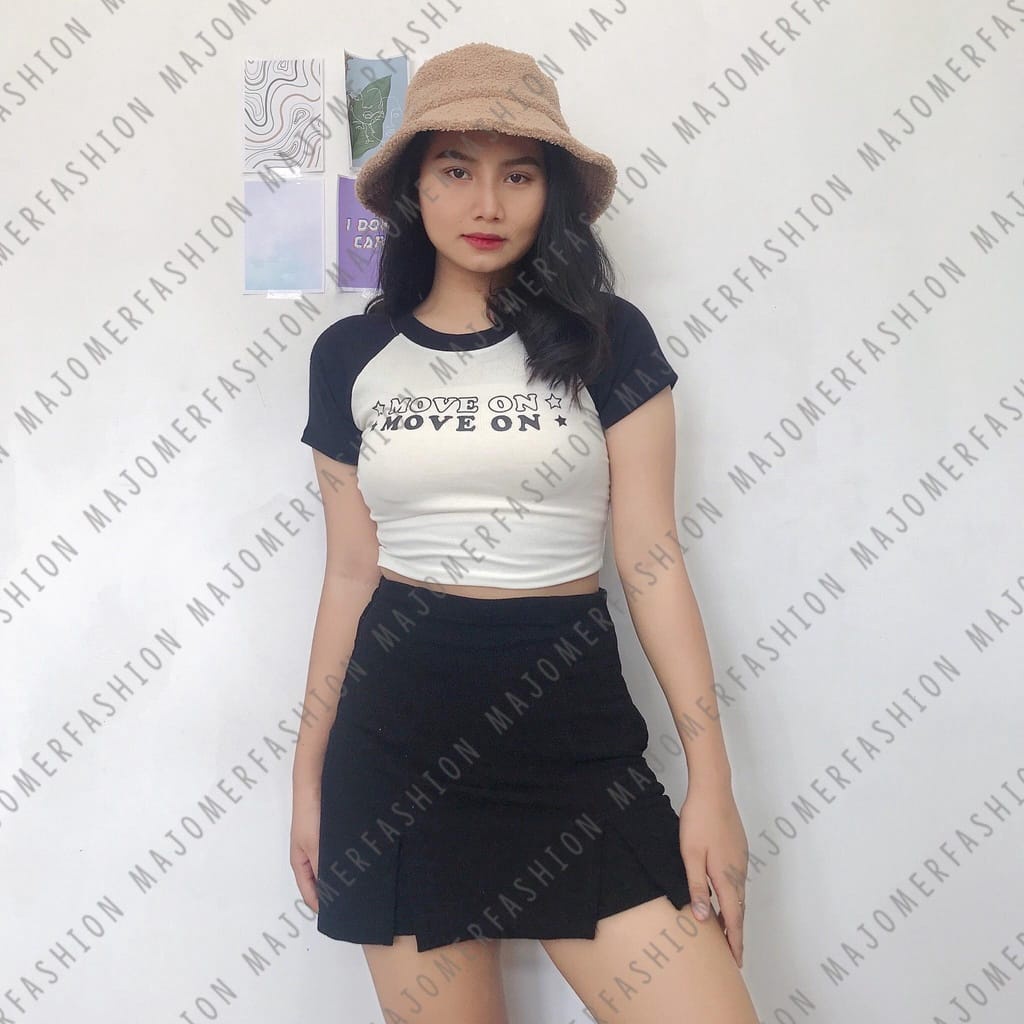 BEFAST - ZEC OOTD Wanita Kaos Crop DIAN / Letter Crop Top Rib / Kaos Crop Top / Fashion Wanita Ala Style Korean / Tshirt Lengan Pendek / Kaos Santai / Crop Top Terlaris