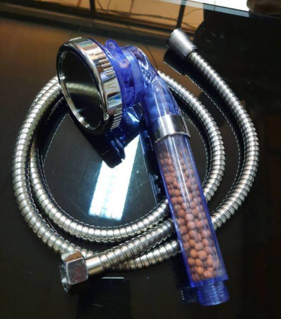 Kepala Shower Mandi ion Jet SPA 3 Mode Pancuran Hujan Bonus Selang 140cm ionizer Healthy Crystal