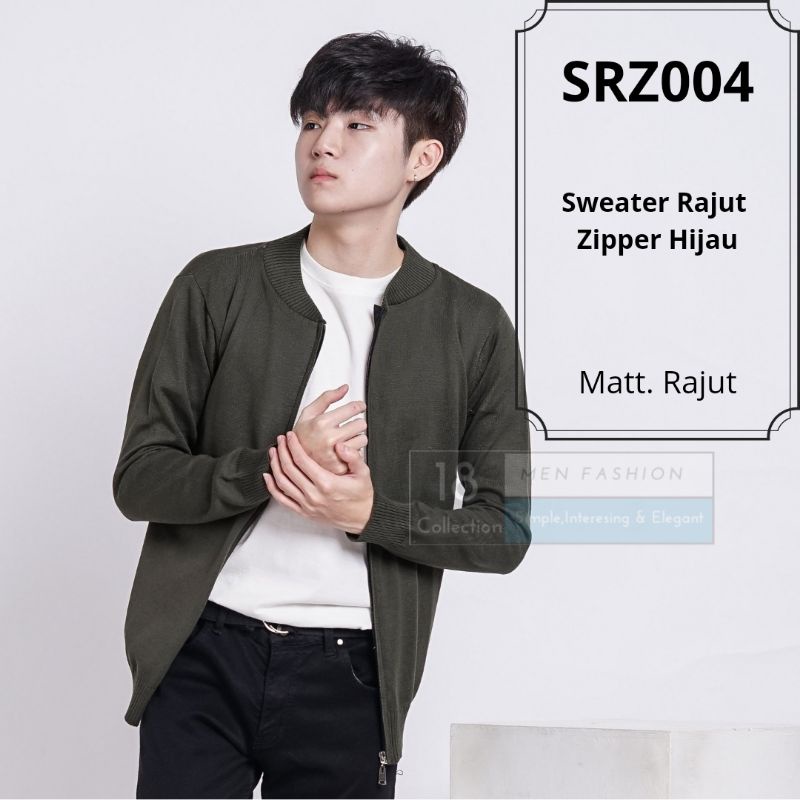 [Bisa COD] Sweater Rajut Zipper Kerah Tinggi Cardigan Pria