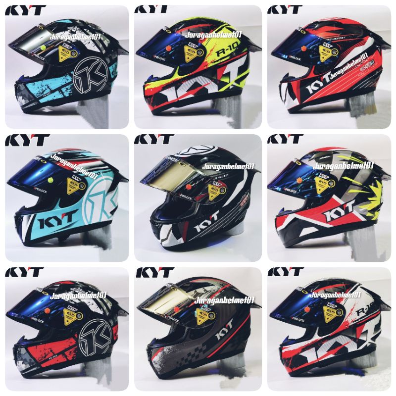 helm full face kyt r10 motif paket ganteng termurah gratis kaca ori