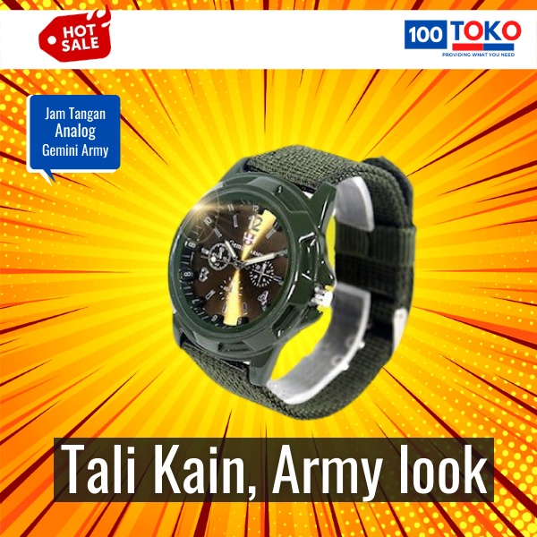 Jam tangan arloji pria cowok laki tali kain army look man watch