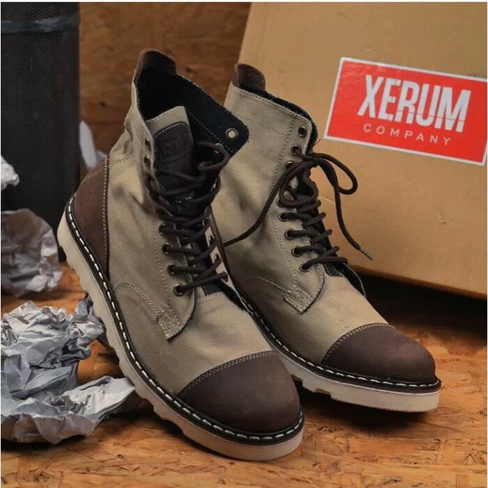 XERUM Stygma - Sepatu Boots Pria . Kulit-Kanvas