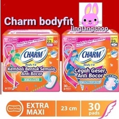 CHARM bodyfit Extra maxi Wing / Nonwing 23cm isi 20 / 30 Pads Pembalut kewanitaan (no.48)