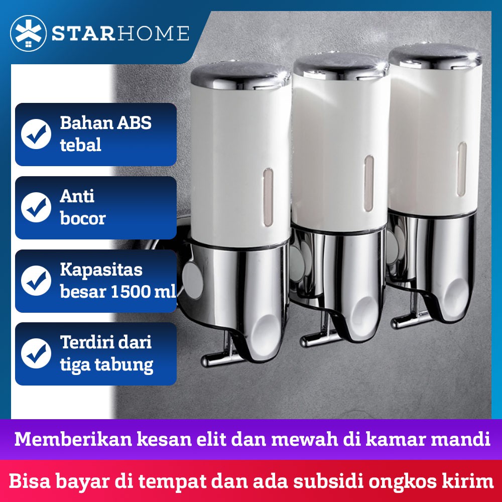 StarHome Dispenser Sabun Cair 1500 ml dapat Dikunci - Tempat Sabun Cair 3 Tabung