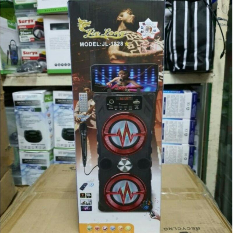 speaker bleutooth karaoke jinlong JL-1828 terbaru free mic