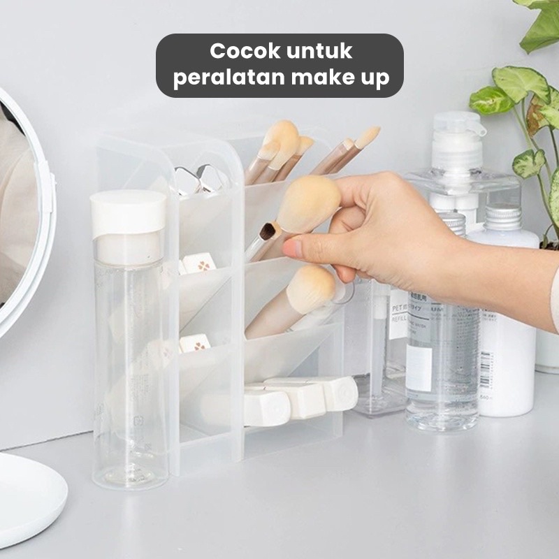 RAK ALAT TULIS STATIONERY TEMPAT PENYIMPANAN ALAT MAKE UP REMOTE KOSMETIK DENGAN 4 LAYER GRID / ORGANIZER MULTIFUNGSI UNTUK PERALATAN KANTOR / RUMAH