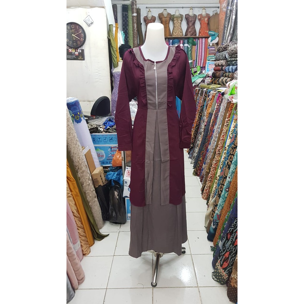 Gamis Toyobo Muslim Dress resleting depan all size