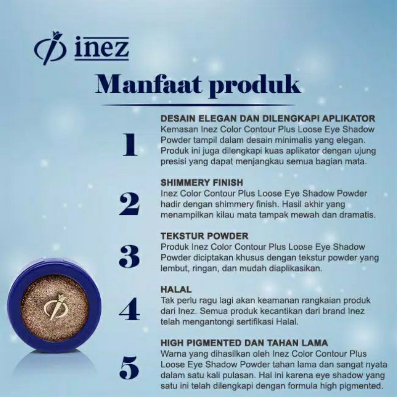 INEZ Color Contour Plus Loose Eyeshadow Powder | Eyeshadow Glitter