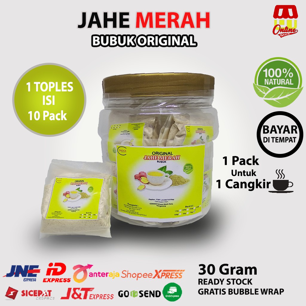 

Jahe Merah Bubuk SHOGA 30gr 100% Alami | Jahe Merah Sachet | Minuman Kesehatan | Jahe Bubuk Murni