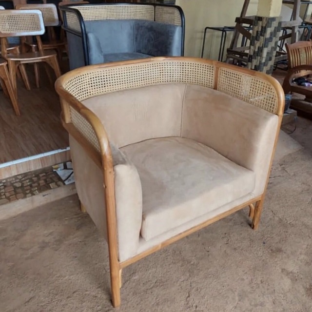 SOFA RETRO KLASIK MINIMALIS ROTAN KAYU JATI