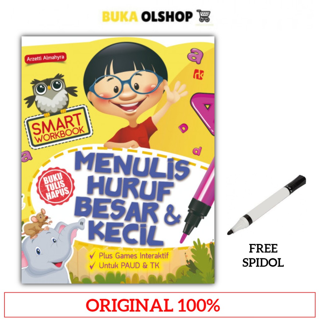 

Free Spidol Smart Workbook Menulis Huruf Besar & Kecil Buku Tulis Hapus