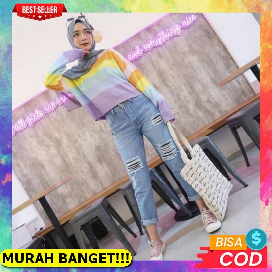 Celana Pendek Ripped Wanita Sobek Korean Style Cewek Dewasa Denim Hotpants Celana Jens High Waist Fw