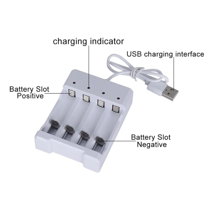 Paket Charger Baterai 3 Slot &amp; Baterai Isi Ulang AA AAA 1250mAH USB