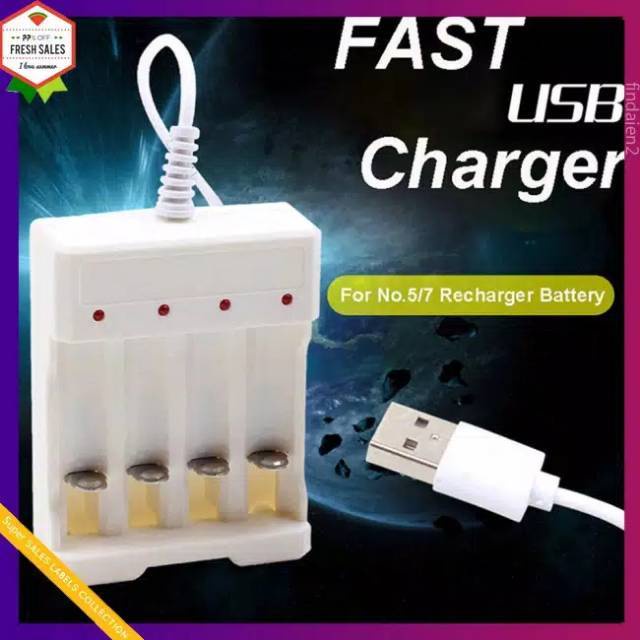 (NCS) COD Cas Baterai DC5V 1A 1.2V 3 atau 4 Slot AA / AAA Rechargeable Battery Charger Adapter