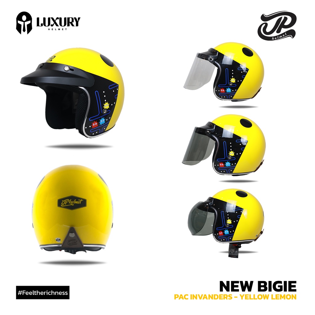 (Gratis Visor) - Helm Bogo - Helm JPX Retro New Bigie - PAC Invaders