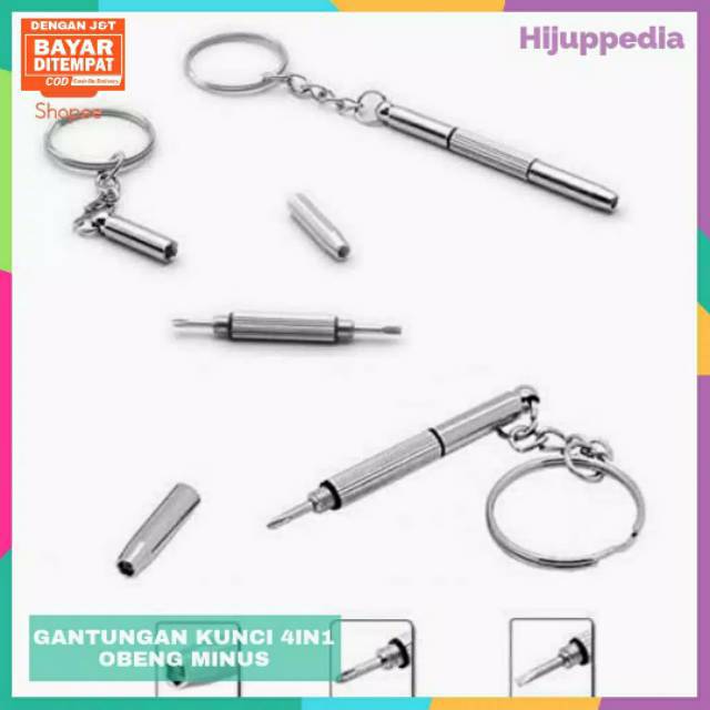 Gantungan Kunci Obeng Plus Minus Mini Screwdriver Keychain EDC 4in1 Murah