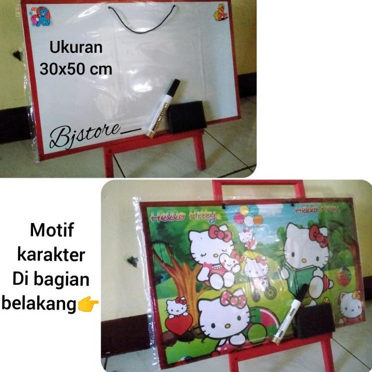 

<U-IAQ <♥ Papan Tulis / Whiteboard Anak ( FREE SPIDOL + PENGHAPUS ) dengan Penyanggah kayu Ukuran 30x50 cm super keren