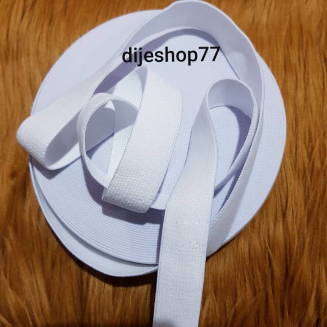 Karet elastis 1" putih TEBAL - METERAN / karet celana 2,3 cm / karet rib ban pinggang celana kolor R