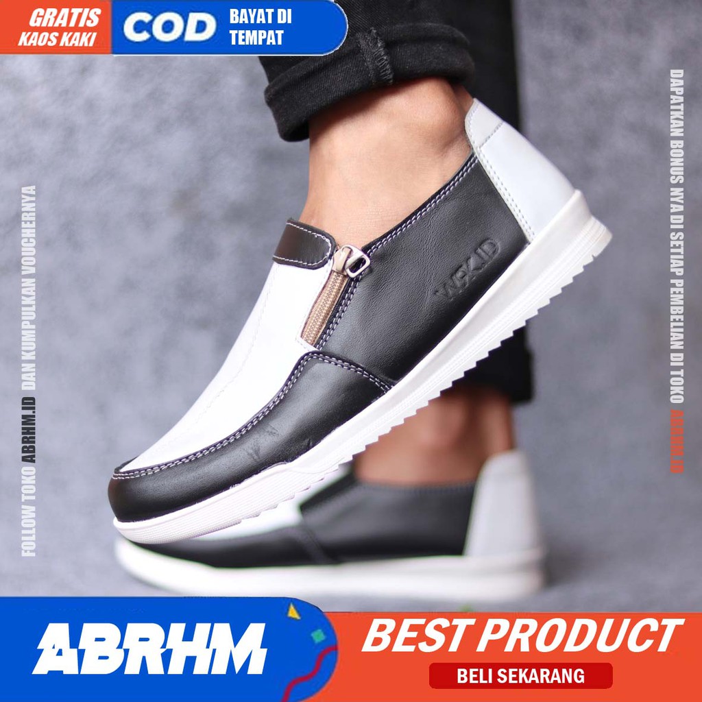 ABRHM X ARAFIK Sepatu Kasual Pria Sepatu Pria Casual Sepatu Kerja Pria Sepatu Cowok / Cowo Ori Kulit Sepatu Kantor Semi Formal Kuliah Kondangan Gaya keren Kekinian Murah Terlaris