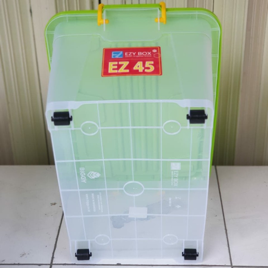 Storage Box Container CB 45 Liter Ezy Kontainer Transparan Bening Kualitas Shinpo Sky Rak Susun Baju