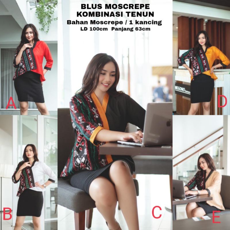 Blus Moscrepe kombinasi tenun