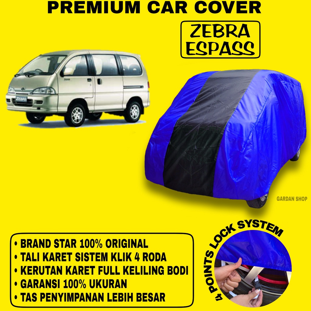 Body Cover ZEBRA ESPASS BIRU HITAM Penutup Bodi Mobil Zebra Espass Waterproof PREMIUM