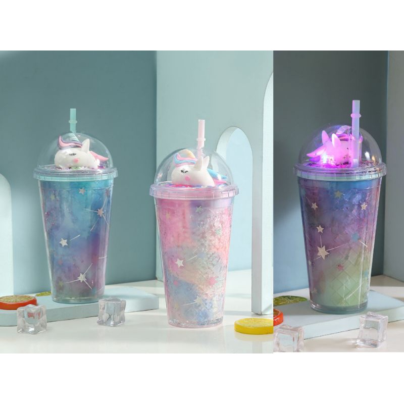 botol minum/ tumbler unicorn led (lampu nyala)