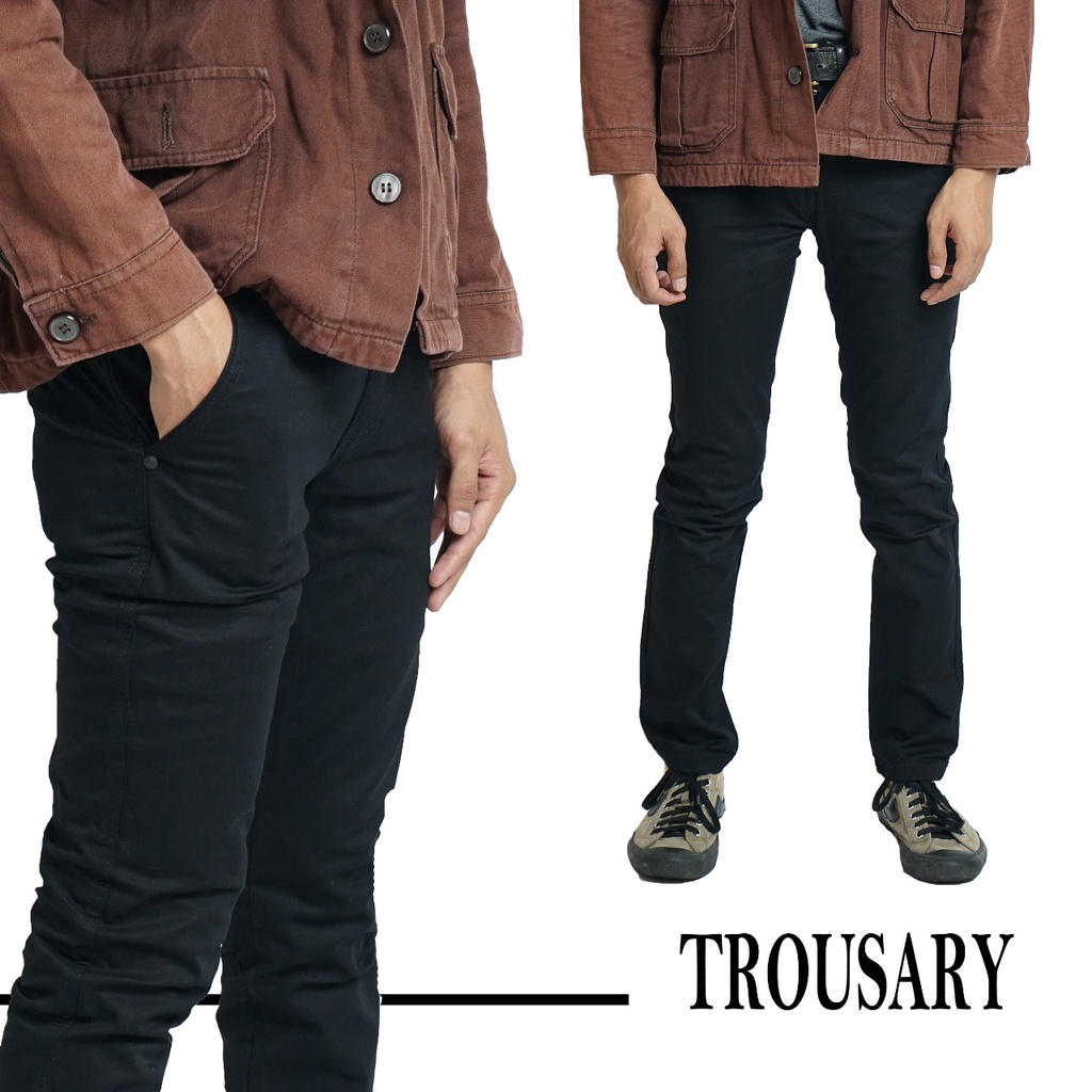 Trousary Celana Chino/ Chinos/ Cino Panjang Pria Big Size Slimfit Bahan Strech/Melar Warna Olive