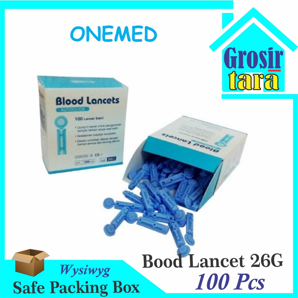 Blood Lancet 26G Onemed Isi 100 Pcs Jarum lancets Darah 26 G 100pcs