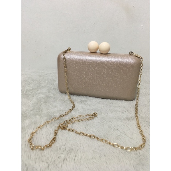CLUTCH / TAS PESTA WARNA BROWN GOLD
