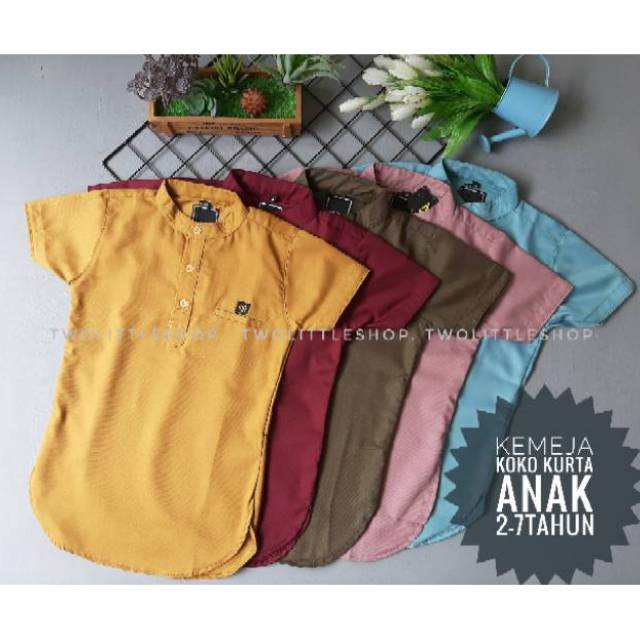 Kemeja katun kurta  anak