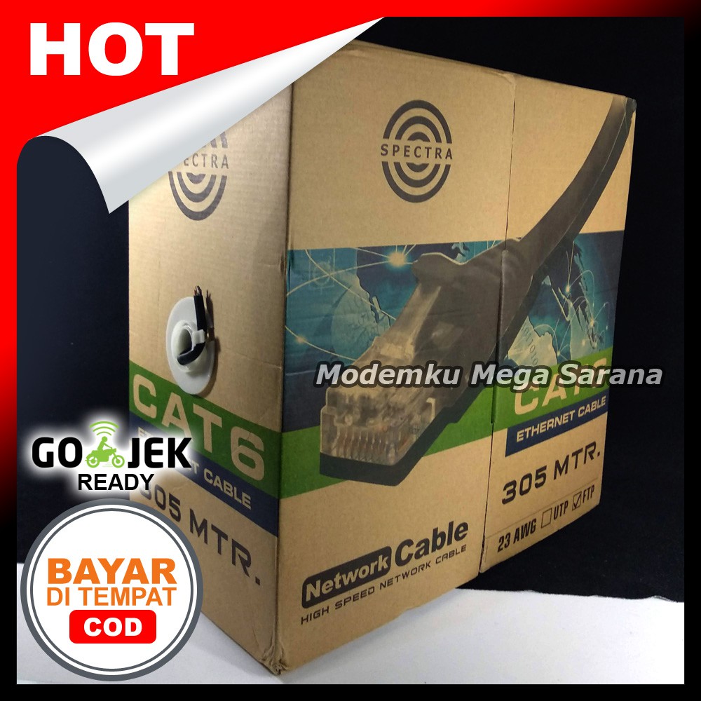 1 Roll 305 Meter - Kabel LAN FTP Hitam Kabel Jaringan Cat6 Spectra - Outdoor