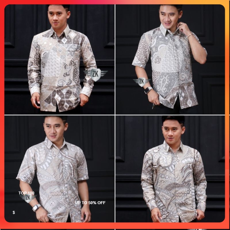 Batik Pria Lengan Panjang BATIK JAYA STORE HRB026 motif KERATONAN Kode 002 size M L XL XXL Reguler