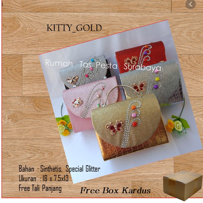 Tas Gliter,Tas Cantik,Tas Elegant,KITTY_GOLD